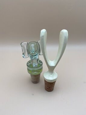 Glass Elephant & Nima Oberoi Lunares Wishbone Wine Stoppers - Set of 2